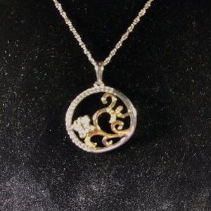 Sterling Silver Diamond 1/5 Karat and 10K Gold 17″